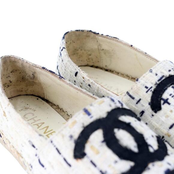 Chanel Espadrille 35 Tweed Leather Cap Toe Flats CC-S0207P-C039 - Picture 12 of 12